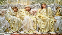 Dreamers (ca. 1850-1882) painting in high resolution by Albert Joseph Moore. Original from Birmingham Museum and Art Gallery. Digitally enhanced by rawpixel.