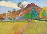 Paul Gauguin's Tahitian Landscape (1891) famous painting. Original from the Minneapolis Institute of Art. Digitally enhanced by rawpixel.