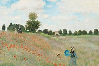 Claude Monet's The Poppy Field near Argenteuil (1873) famous painting. Original from Wikimedia Commons. Digitally enhanced by rawpixel.