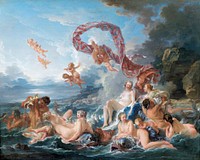 Francois Boucher's The Triumph of Venus (1740) famous painting. Original from Wikimedia Commons. Digitally enhanced by rawpixel.