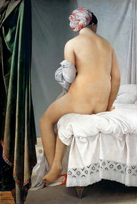 Jean Auguste Dominique Ingres's The Valpinçon Bather (1808) famous painting. Wikimedia Commons. Digitally enhaced by rawpixel.