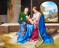 Giorgione's The Holy Family (1500) famous painting. Original from the National Gallery of Art. Digitally enhanced by rawpixel.