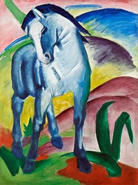 Franz Marc's Blue Horse I (1911) famous painting. Original from Wikimedia Commons. Digitally enhanced by rawpixel.