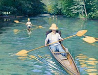 Skiffs (1877) painting in high resolution by Gustave Caillebotte. Original from The National Gallery of Art. Digitally enhanced by rawpixel.