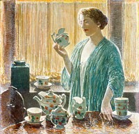 Strawberry Tea Set (1912) by Frederick Childe Hassam. Original from The Los Angeles County Museum of Art. Digitally enhanced by rawpixel.