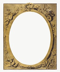 Gold paper frame vector antique art print, remixed from artwork by Louis-Marin Bonnet