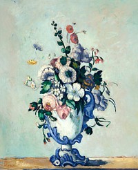 Paul C&eacute;zanne's Rococo Vase (1876) still life painting. Original from the National Gallery of Art. Digitally enhanced by rawpixel.