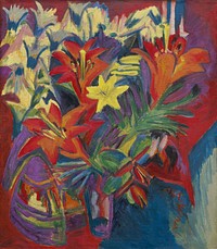 Ernst Ludwig Kirchner's Still Life with Lilies (1917) famous painting. Original from the Dallas Museum of Art. Digitally enhanced by rawpixel.