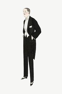 Man in black long tailcoat vector, remixed from the artworks by Bernard Boutet de Monvel