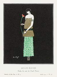 Le lys rouge: robe du soir de Paul Poiret (1914) by Simone A. Puget, published in Gazette du Bon Ton. Original from The Rijksmuseum. Digitally enhaced by rawpixel.
