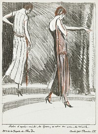 Robe d'après–midi, de Beer; et robe du soir, de Worth (1921) by Porter Woodruff, published in Gazette du Bon Ton. Original from The Rijksmuseum. Digitally enhaced by rawpixel.