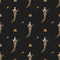 Pattern background vector featuring vintage flapper and beauty items, remixed from public domain artworks