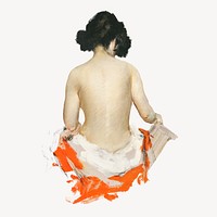 Naked Japanese woman collage element, vintage artwork psd