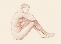 Naked woman posing sensually, vintage erotic art. Female Nude: Study (1864-1865) by Edward Burne-Jones. Original from Birmingham Museums. Digitally enhanced by rawpixel.