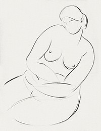 Naked woman showing her breasts, vintage erotic art. Seated Female Nude by Carl Newman. Original from The Smithsonian. Digitally enhanced by rawpixel.