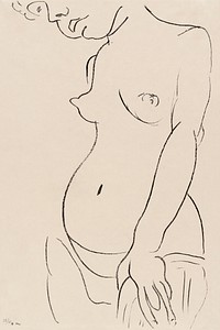 Naked woman showing her breasts, vintage erotic art. Nude three quarters, part of head cropped (1913) by Henri Matisse. Original from Yale University Art Gallery. Digitally enhanced by rawpixel.