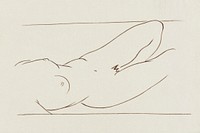 Naked woman showing her breasts, vintage nude illustration. Reclining Nude Woman by Ananda K. Coomaraswamy. Original from The Cleveland Museum of Art. Digitally enhanced by rawpixel.