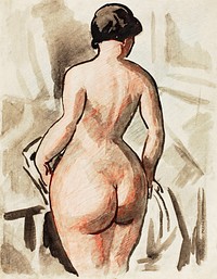 Woman showing her nude bum. Standing Female Nude by Carl Newman. Original from The Smithsonian. Digitally enhanced by rawpixel.