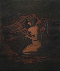 Naked lady vintage art, Embers Glow (ca. 1890–1897) by Theodore Roussel. Original from The Cleveland Museum of Art. Digitally enhanced by rawpixel.