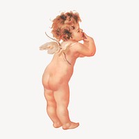 Cherub collage element, vintage artwork psd