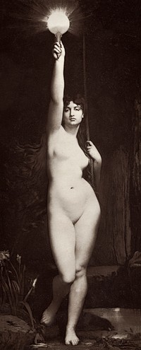 Sensual nude portrait, La V&eacute;rit&eacute; Portrait of Sophie Croizette by Jules Lefebvre (ca. 1870&ndash;1890). Original from The Getty. Digitally enhanced by rawpixel.