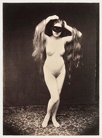 Nude photography of naked woman, Female Nude with Mask (ca. 1870). Original from The MET Museum. Digitally enhanced by rawpixel.