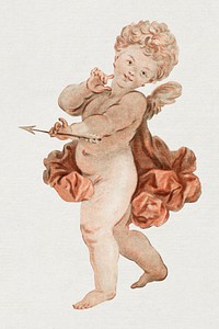 Vintage cute cupid painting psd illustration, remix from artworks by Jean François Janinet