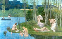 Naked women. Summer (1891) painting in high resolution by Pierre Puvis de Chavannes. Original from The Cleveland Museum of Art. Digitally enhanced by rawpixel.