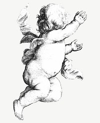 Cute cherub vector illustration, remix from artworks by Wenceslaus Hollar