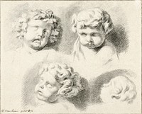 Vier kinderkopjes (1790) by Willem van Leen. Original from The Rijksmuseum. Digitally enhanced by rawpixel.