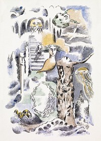 Design for Urne Buriall&ndash;Ghosts, (1932) by <a href="https://www.rawpixel.com/search/Paul%20Nash">Paul Nash</a>. Original from Birmingham Museums. Digitally enhanced by rawpixel.