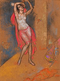 Standing Nude woman. Anna Pavlova in Oriental Fantasy, Chicago (ca. 1915-1916) by William Penhallow Henderson. Original from The Smithsonian. Digitally enhanced by rawpixel.