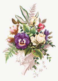 Vintage flower bouquet illustration vector, remix from artworks by L. Prang & Co.
