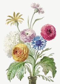 Vintage flower illustration vector, remix from artworks by Willem van Leen