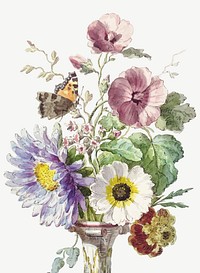 Vintage flower illustration vector, remix from artworks by William van Leen