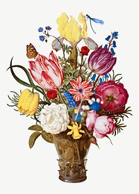 Vintage flower illustration vector, remix from artworks by Ambrosius Bosschaert