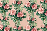 Vintage pink rose floral pattern illustration, remix from artworks by L. Prang & Co.