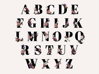 Classic and elegant floral alphabet letter font vector