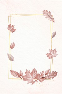 Autumn leafy rectangle gold frame illustration