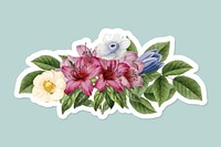 Colorful spring blossoms sticker vector