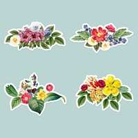 Spring blossoms sticker set vector