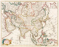 Map of Asia. Identical to the maps of Guillaume D'Isle (ca.1723). Original from British Library. Digitally enhanced by rawpixel.