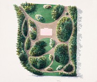 Design for a Garden (1856) drawing in high resolution by Jan David Zocher the Younger. Original from The Smithsonian. Digitally enhanced by rawpixel.