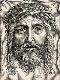 The Head of Christ Crowned with Thorns (circa 1530) print in high resolution by Sebald Beham. Original from The Los Angeles County Museum of Art. Digitally enhanced by rawpixel.