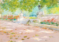 Terrace, Prospect Park (1887) drawing in high resolution by William Merritt Chase. Original from The Smithsonian. Digitally enhanced by rawpixel.