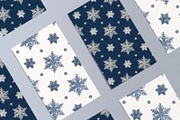 Blue Christmas snowflake business card, remix of photography by Wilson Bentley
