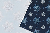 Blue Christmas snowflake torn paper background, remix of photography by Wilson Bentley