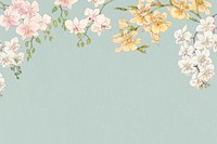 Orchid flower border background, vintage Japanese art