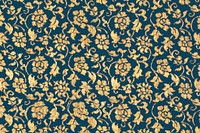 Vintage gold floral pattern background vector, featuring public domain artworks