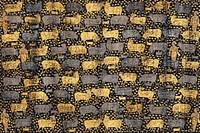 Vintage gold and black cow pattern background vector, featuring public domain artworks